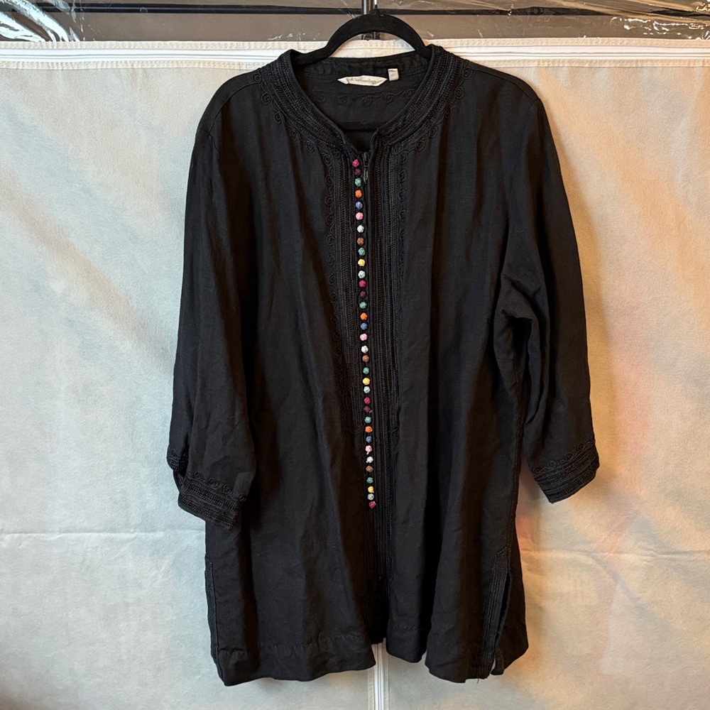 Soft Surroundings Black Tunic with Colorful Accents